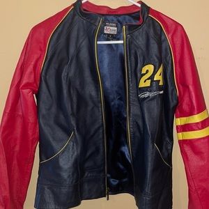 NASCAR Women Jeff Gordon #24 Leather Jacket Small Navy Blue Red